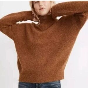 Madewell Dillon Mockneck Pullover Sweater in Heather Cumin Brown EUC